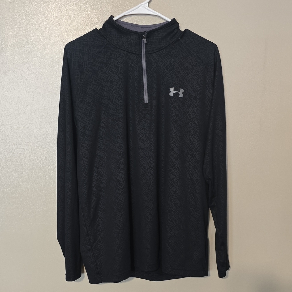 Under Armour Men’s HeatGear Long Sleeve Gray Quarter Zip Shirt Size Medium